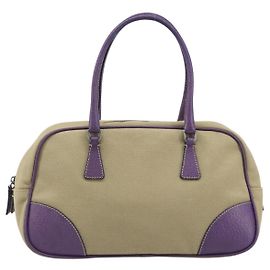 Prada Bowler Canvas with Leather Medium Beige
