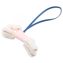 Charm Hermès Buddy Blu Rosa Crema Pelle Rosa Blu Crudo