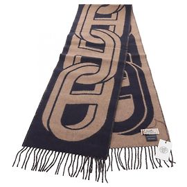Hermès Hermes Maillon TGM Cashmere Scarf Brown Navy blue
