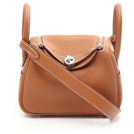 Hermès Sac à épaule Hermes Lindy Mini Gold Marron Doré