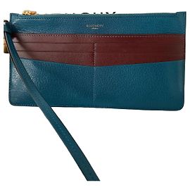 Givenchy GV3 Leather Card Holder - Blue/Aubergine Brown Blue