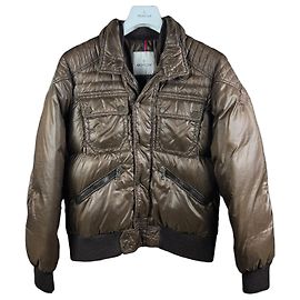 Men`s Moncler Columbus Brown Puffer Jacket Leather Logo Size 3 / M-L Other