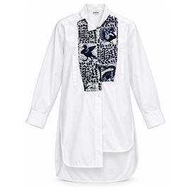 Loewe Abito Camicia in Cotone William De Morgan Capsule 2019 Bianco Blu