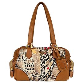 Sac Boston Prada Venezia en cuir et nylon imprimé multicolore