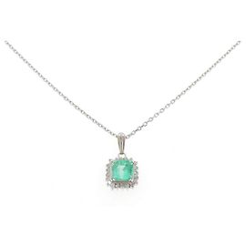 Autre Marque Collier Émeraude et Diamant Pt900 Pt850 Vert