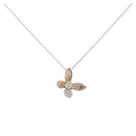 Autre Marque Colar de Borboleta com Diamantes Au750 Rosa
