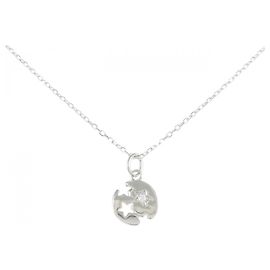 Autre Marque Colar de ouro branco K10 e diamantes Prata