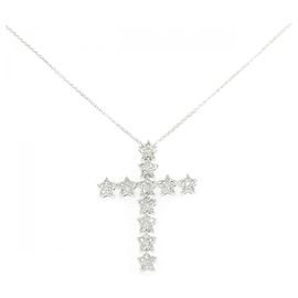 Autre Marque Collana Au750 Cross Star Diamond Argento
