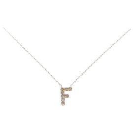 Autre Marque Collar Au750 Initial F Diamond Dorado