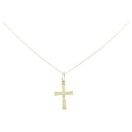 Autre Marque Collar de Diamantes en Cruz Au750 Dorado