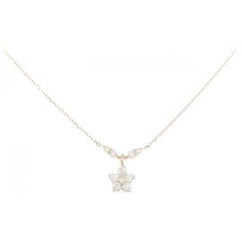 Autre Marque Collier Au750 Fleur et Diamants Rose