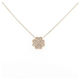 Autre Marque Colar de Trevo em Ouro Rosa K10 e Diamantes Rosa