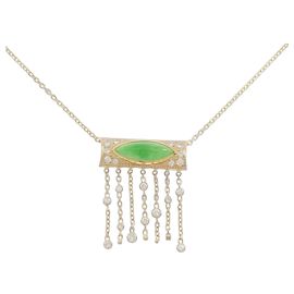 Autre Marque Jade Au750 Diamond Necklace Green