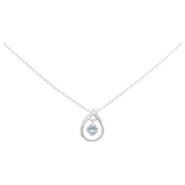Autre Marque K10 Weißgold-Aquamarin-Halskette Silber