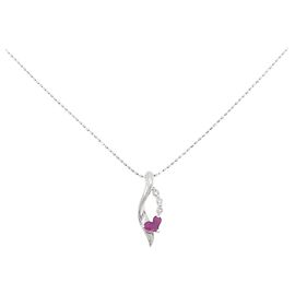 Autre Marque Collier Au750 Rubis et Diamants Rouge
