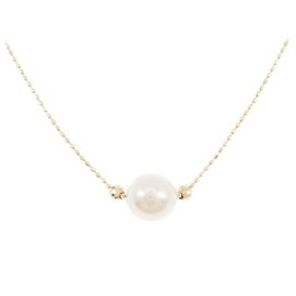 Autre Marque Collar de oro amarillo K10 y perlas Akoya Dorado
