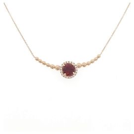 Autre Marque Au750 Granat-Diamant-Halskette Rot
