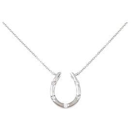 Autre Marque Au750 Horseshoe Diamond Necklace Silvery