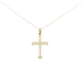 Autre Marque Collar de Cruz en Oro Amarillo de 14K y Oro Blanco Dorado