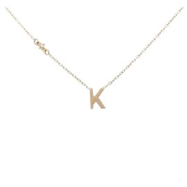 Autre Marque Collier Initiale K en Or Jaune K10 et Diamants Doré