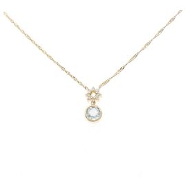 Autre Marque Colar de Au750 com aguamarina e diamantes Dourado