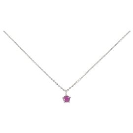 Autre Marque K10 Yellow Gold Ruby Necklace Red
