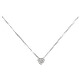 Autre Marque Collana Cuore in Oro Bianco K10 e Diamanti Argento