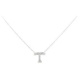 Autre Marque Colar T Inicial de Diamantes Au750 Prata