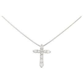 Autre Marque Collana Croce in Diamanti PT900 PT850 Argento