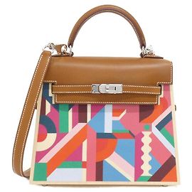 Hermès Bolsa Hermes Perspective Cavalier Kelly22 Wood Barenia Vermelho Multicor