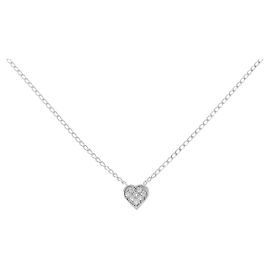 Autre Marque K10 Weißgold Diamant Herz Halskette Silber