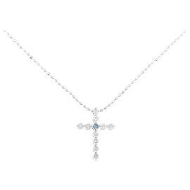Autre Marque Collana a Croce con Diamanti Au750 Argento