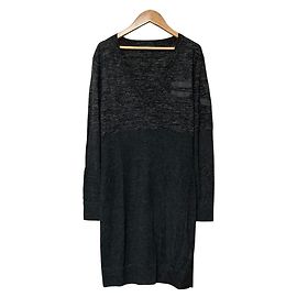 Autre Marque Diesel V-Neck Long Knit Top Black