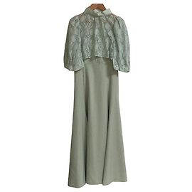 Autre Marque And Couture langes Spitzenkleid mit Blattmuster Grün