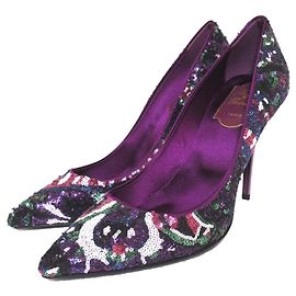Roger Vivier Spangle Pointed Toe Pumps Other Purple