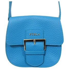 Sac à épaule en cuir Furla FLO Bleu