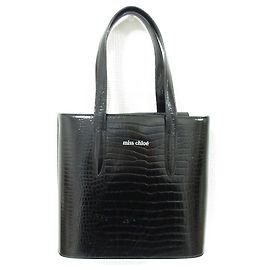 Chloé Bolsa Miss Chloe com relevo de crocodilo Preto