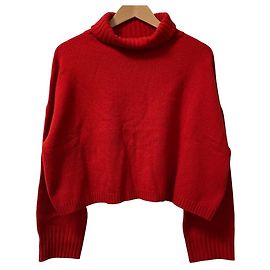 Autre Marque EVERYDAY I LIKE Pullover en maille à col roulé Rouge