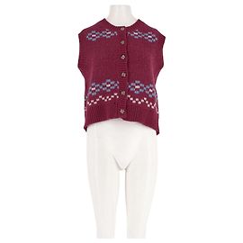 Autre Marque Cardigan sans manches rouge en laine Damson Madder Rouge
