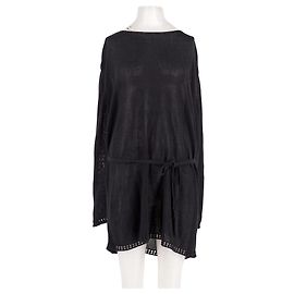 Autre Marque Vestido negro de algodón con cinturón DISSH Negro