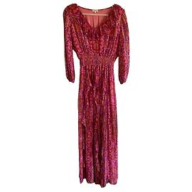 Manoush Langes Kleid mit Rüschen und Blumenprint 40 Pink Mehrfarben Orange Lila