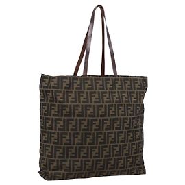 Sac cabas FENDI Zucca Canvas Nylon Marron Noir Autre