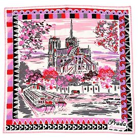 Prada Lenço de seda estampado rosa Rosa