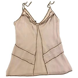 Top sin mangas DKNY de seda blanca con tachuelas Blanco