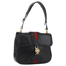 Borsa a tracolla GUCCI Web Sherry Line Jackie in pelle nera, oro e rosso Altro