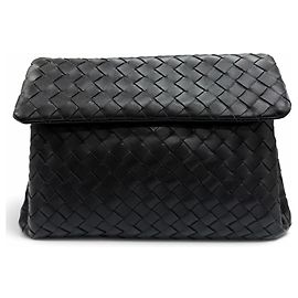 Bottega Veneta Intrecciato Leder-Clutch Schwarz
