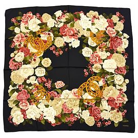 Foulard in seta vintage Chanel Nero Multicolore