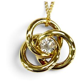 Autre Marque Tiffany & Co. 18K Yellow Gold Three Hoop Diamond Necklace Golden