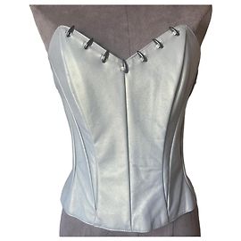 Thierry Mugler Mugler Corsetto in Pelle Azzurro Blu chiaro