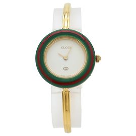 Orologio da donna GUCCI Change Bezel Quadrante Bianco Placcato Oro Altro